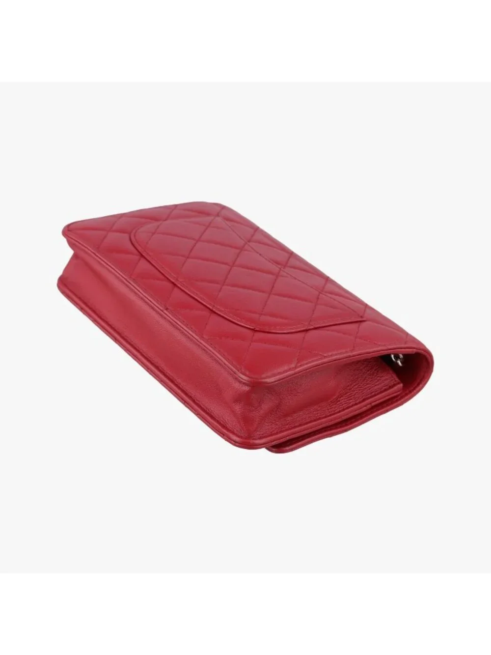 Chanel Quilted CC Logo Red Lambskin Shoulder